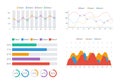 Graph and Chart templates. Financial line graphic, histogram and diagram set. Business infographic design. Vector illustration